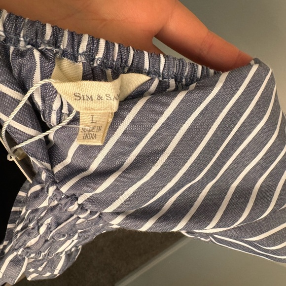 Sim & Sam Backless Scrunch Tank Top Blue & White Stripes NWT - Picture 6 of 8